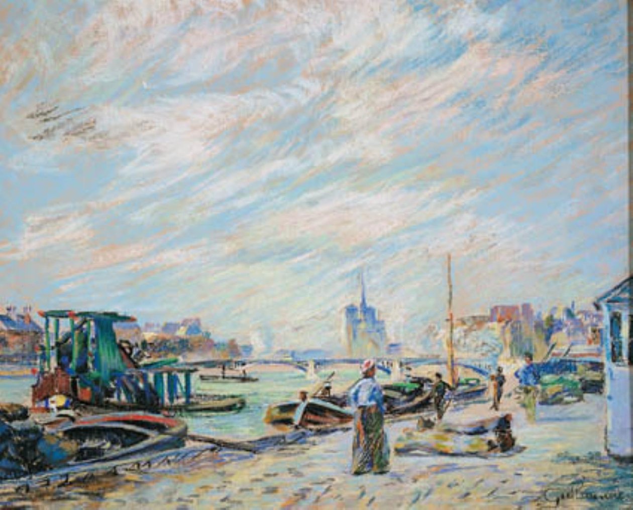 Arka planda Notre Dame ile Quai Henri IV olarak adlandırılan Quai Sully