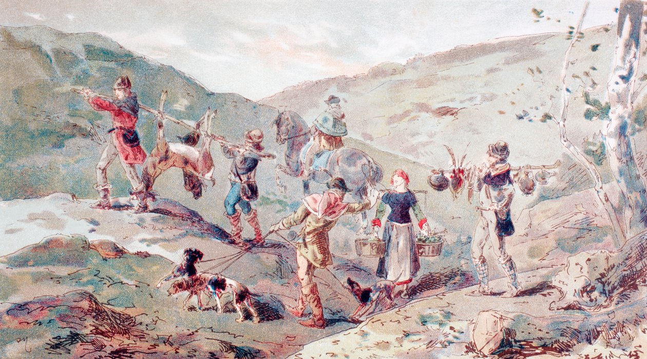 Hamallarla 13. Yüzyıl Av Partisi by Armand Jean Heins