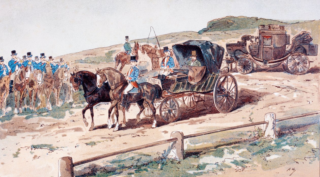 Bir Araba Atı üzerine monte edilmiş bir Postillion, 19. Yüzyıl, 1886 by Armand Jean Heins