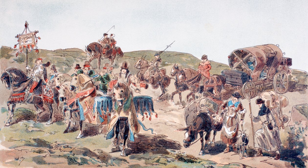 15. Yüzyılda Eskortla Seyahat Eden Bir Vagon, 1886 by Armand Jean Heins