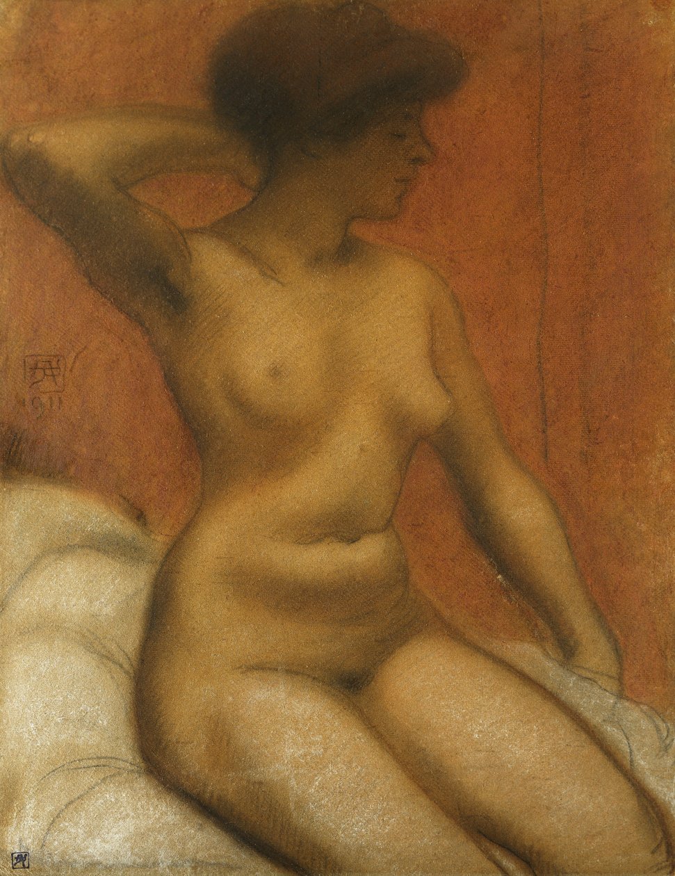 Oturan Çıplak; nu assis by Armand Rassenfosse