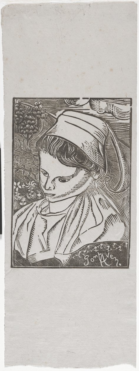 Bretonne de Pont-Aven (Pont-Aven'den Breton kadın) c.1896 (tahta baskı) by Armand Séguin