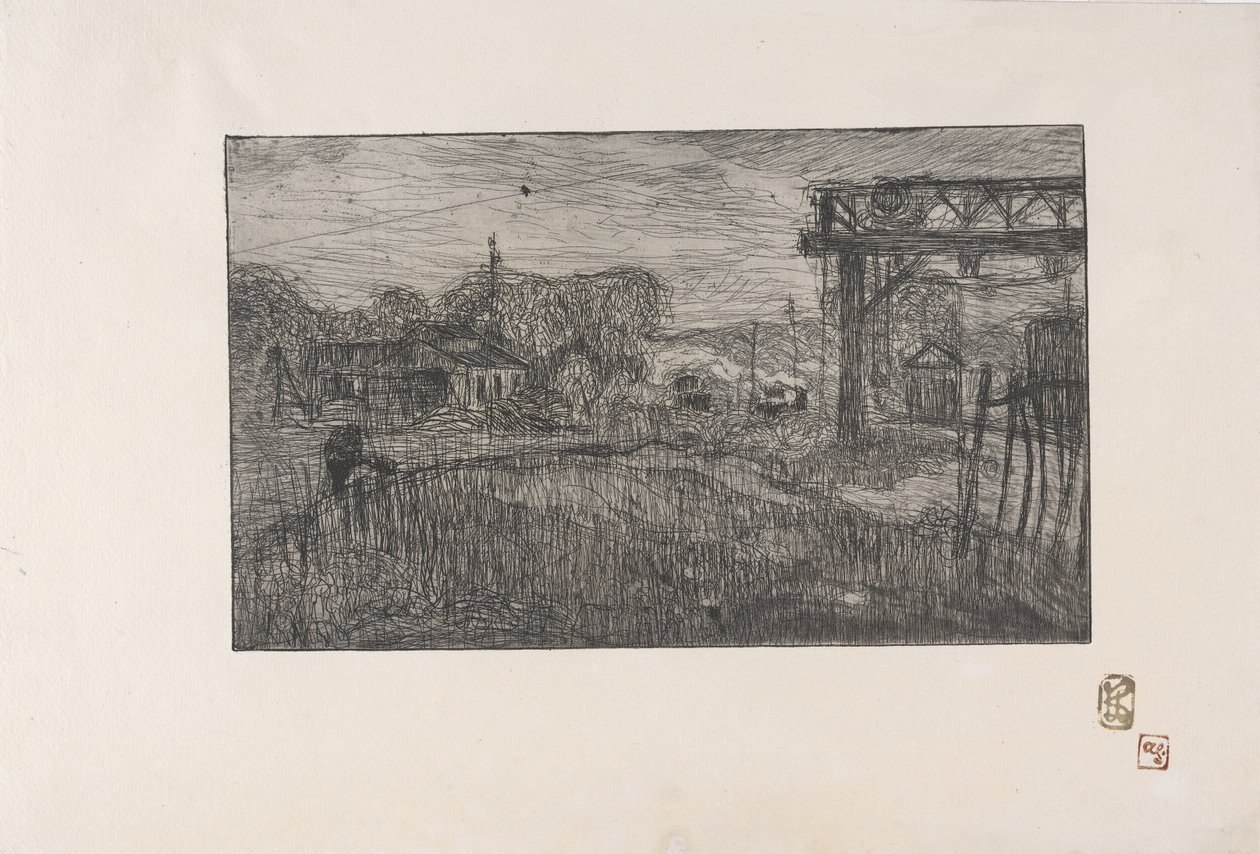 La Gare de Valmondois (Valmondois Tren İstasyonu) 1893 (gravür ve rulet) by Armand Séguin