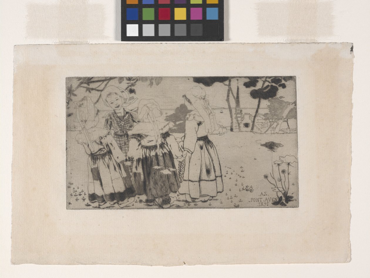 La Ronde De Pont-Aven (Pont-Aven'de Dans) (gravür, aquatint ve kuru nokta) by Armand Séguin