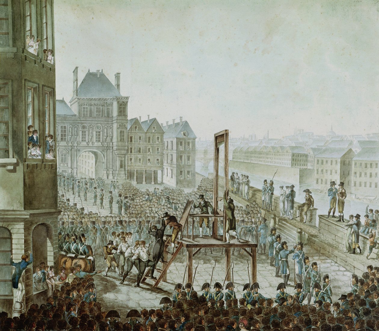 Georges Cadoudal (1771-1804) ve Suç Ortaklarının İnfazı, Place de Greve, 25 Haziran 1804 (kağıt üzerinde wc) by Armand de Polignac