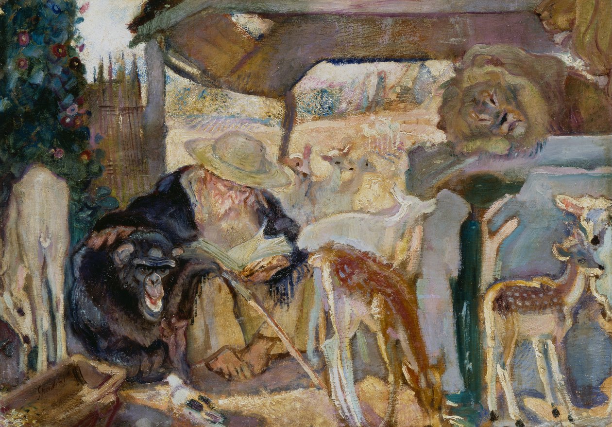 Hayvanlar arasında St Anthony, Armando Spadini (1883-1925), gemide yağlı boya, 66x96 cm by Armando Spadini