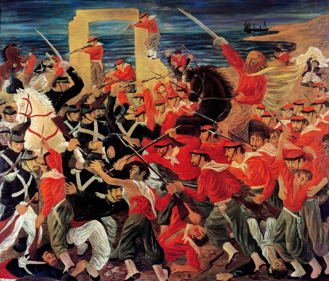 Milazzo Muharebesi 17 ve 24 Temmuz 1860 arasında yapıldı (tuval üzerine yağlı boya) by Arnaldo Badodi