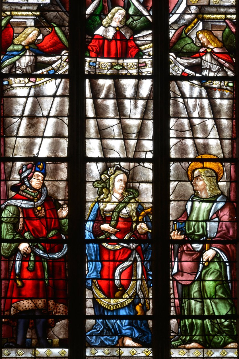Peygamber Daniel, Sibylle Cimmerienne ve Aziz Matthew the Evangelist - Şapel Saint Louis, Arnaud de Moles (1470-1520) vitray 1513 yılında tamamlandı - Cathedrale Sainte Marie d