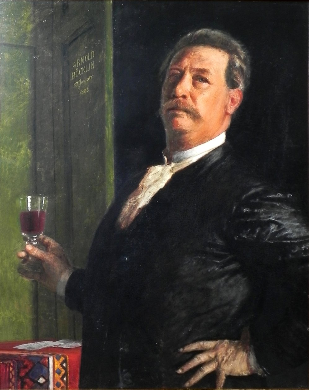 Şarap kadehi ile otoportre by Arnold Böcklin
