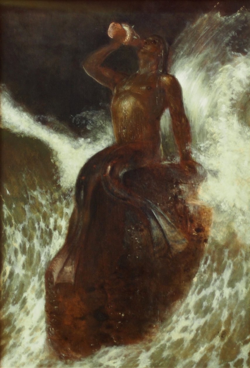 Triton, bir midye üzerinde üfleme by Arnold Böcklin