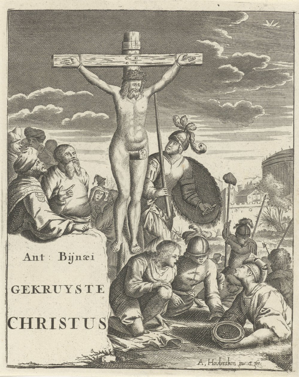 İsa çarmıhta Başlık sayfası: A. Bynaeus, Christ Crucified, 1725 by Arnold Houbraken