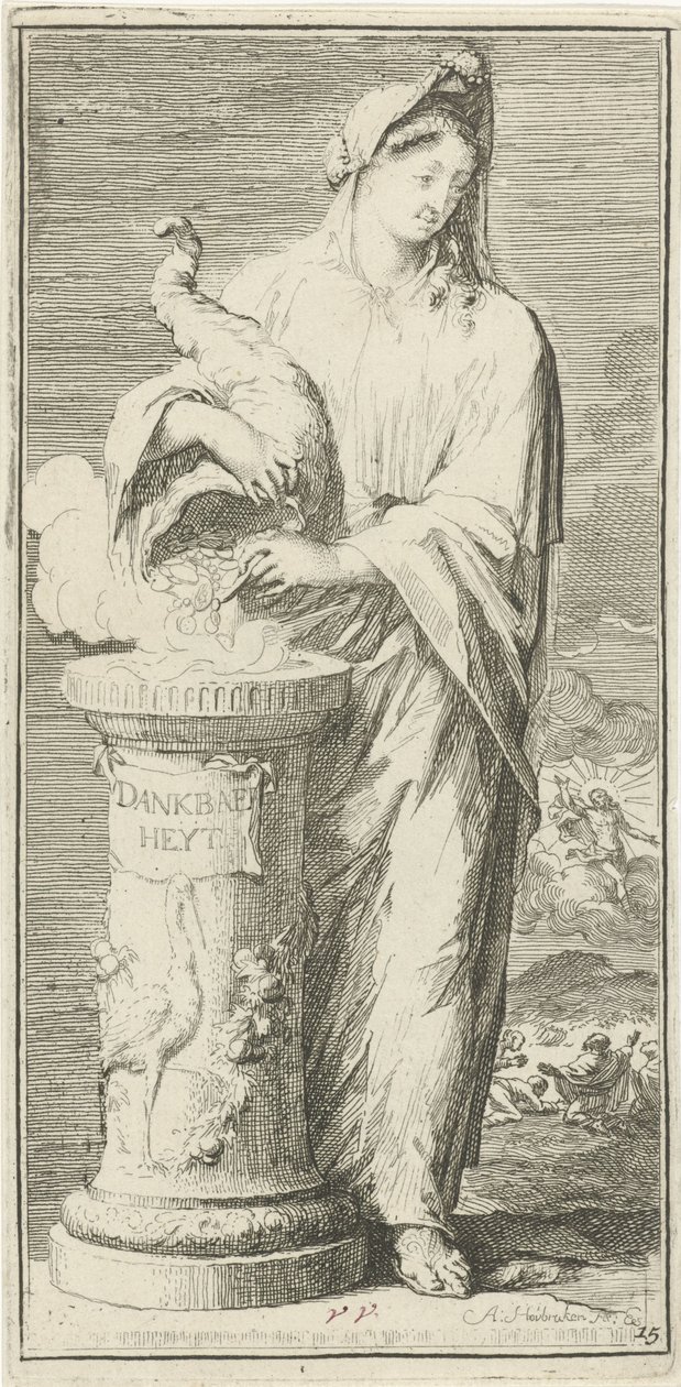 Şükran Kişileştirilmiş Şükran Günü (nesne üzerindeki başlık) Kırk bir parça, birkaç Sinne heykeli (seri başlığı) by Arnold Houbraken