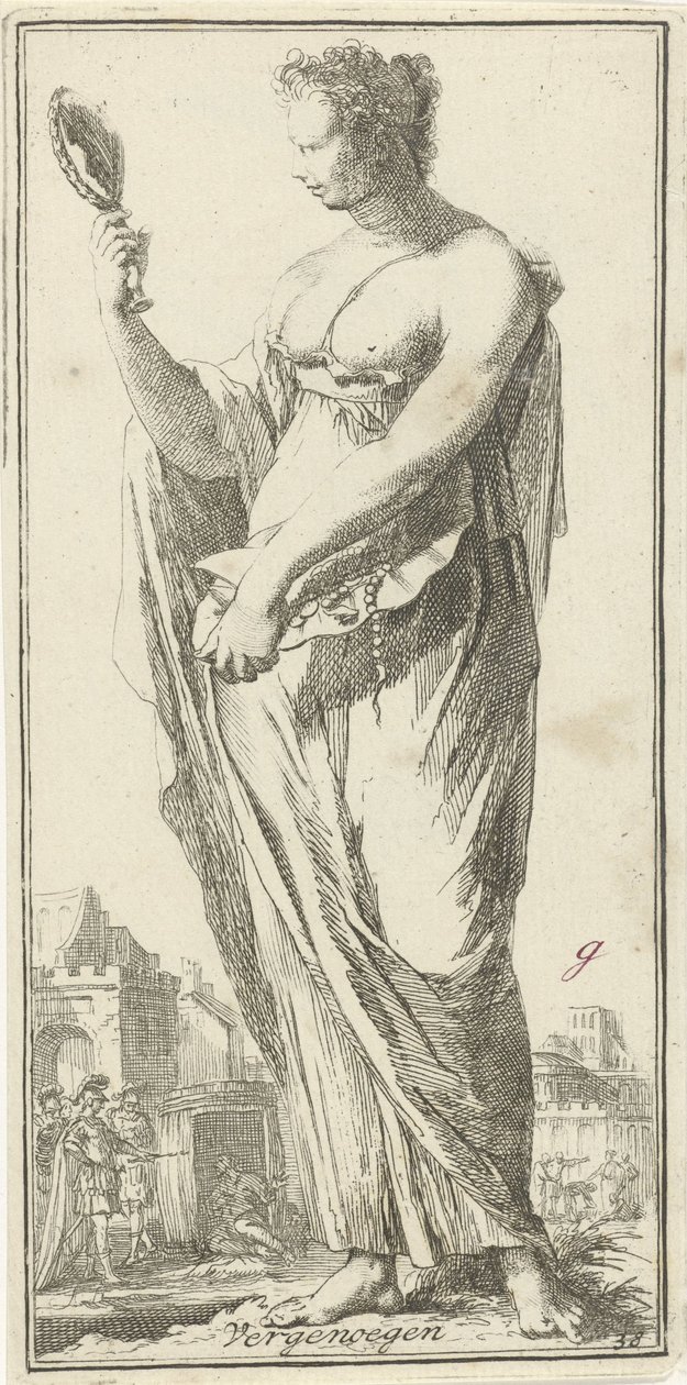 Memnuniyetin kişileştirilmesi Zevk (nesne üzerindeki başlık) Kırk bir parça, birkaç Sinne heykeli (seri başlığı) by Arnold Houbraken