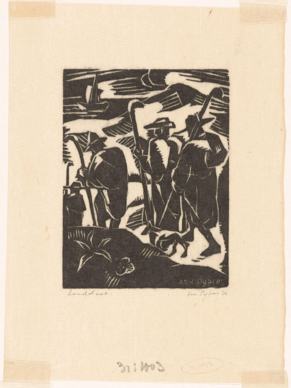 Dört Çoban ve Bir Köpek by Arnold Pijpers (signed by artist)
