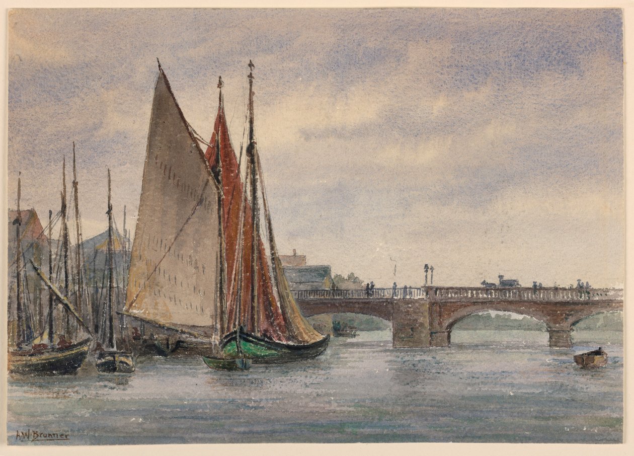 Trouville sınırlarındaki Tekneler by Arnold William Brunner