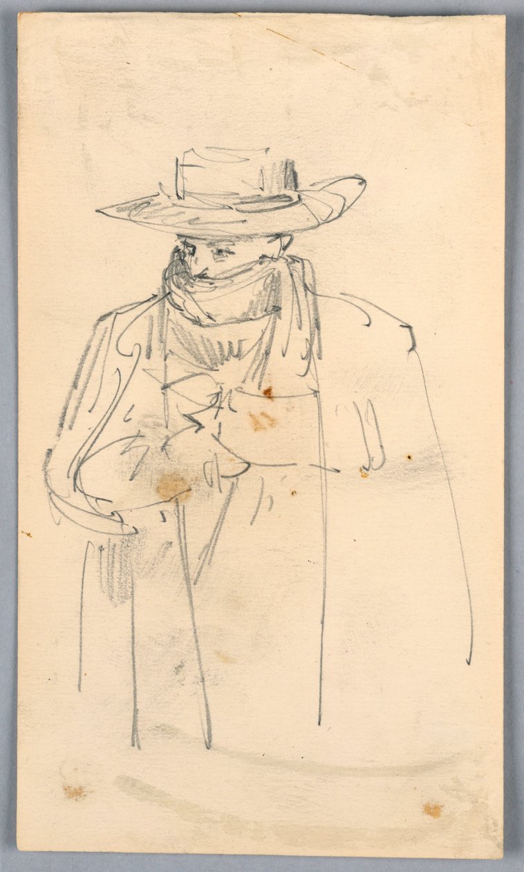 Paltolu ve Atkılı Adamın Kroki by Arnold William Brunner
