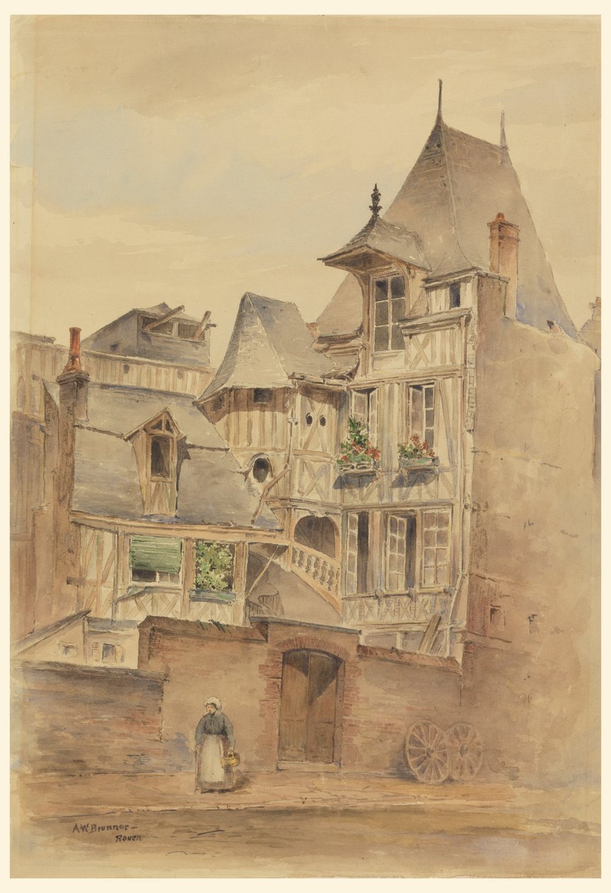 Ortaçağ Evleri ile Sokak Manzarası by Arnold William Brunner