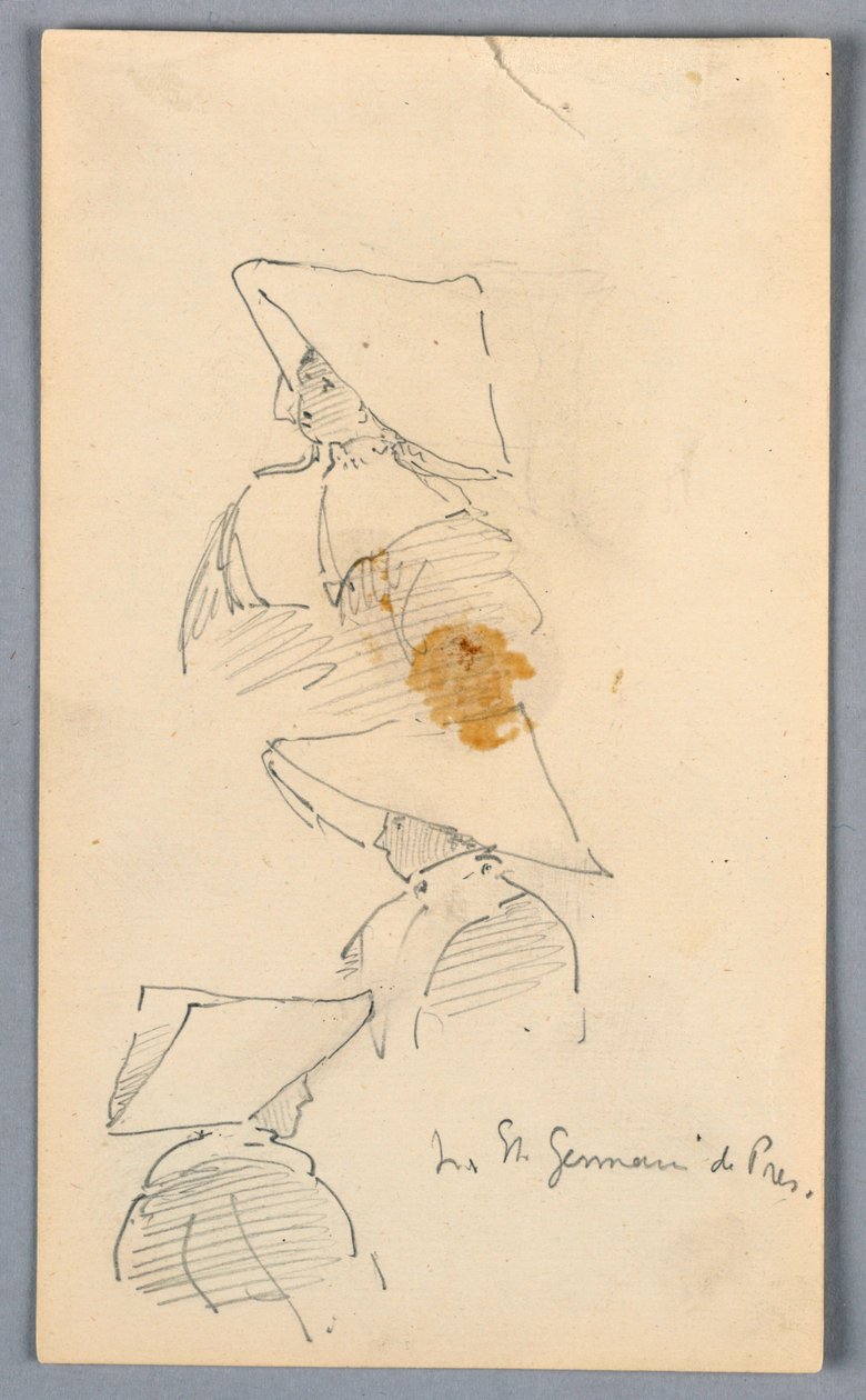 Şapkalı Bir Rahibenin Üç Çizimi by Arnold William Brunner