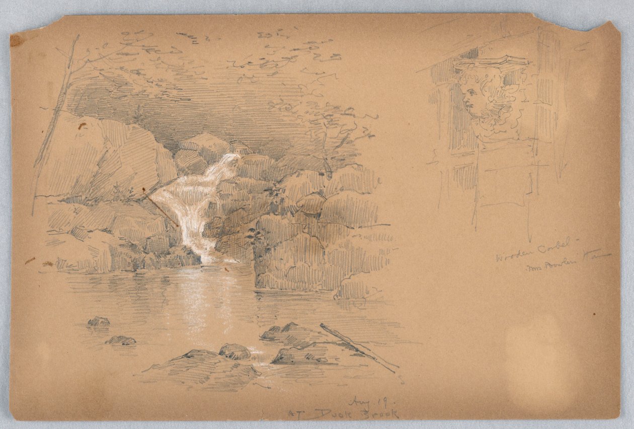 İki Eskiz, Corbel ve Şelale by Arnold William Brunner