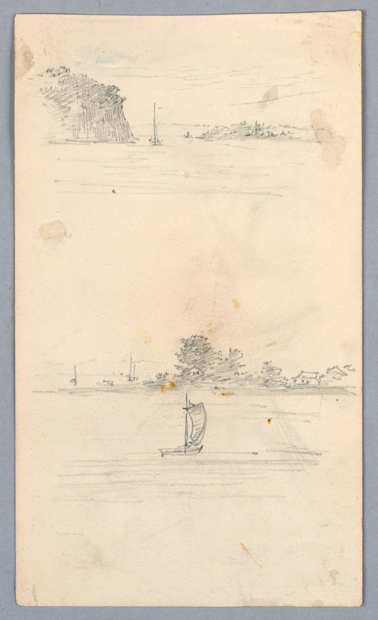 Yelkenli Yelkenli İki Eskiz by Arnold William Brunner