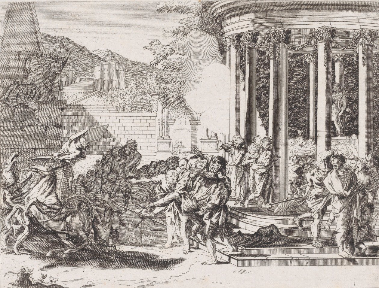 Sinorix zehirlendikten sonra tapınaktan taşınırken, 1650-1700. by Arnold van Westerhout.