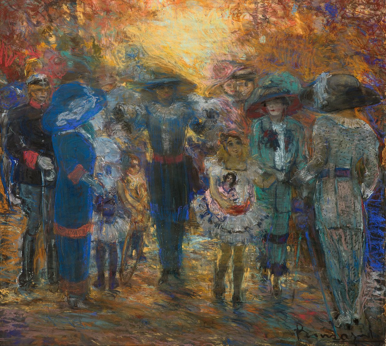 Mondanity, c.1911 (kağıt üzerinde karışık teknik) by Aroldo Bonzagni