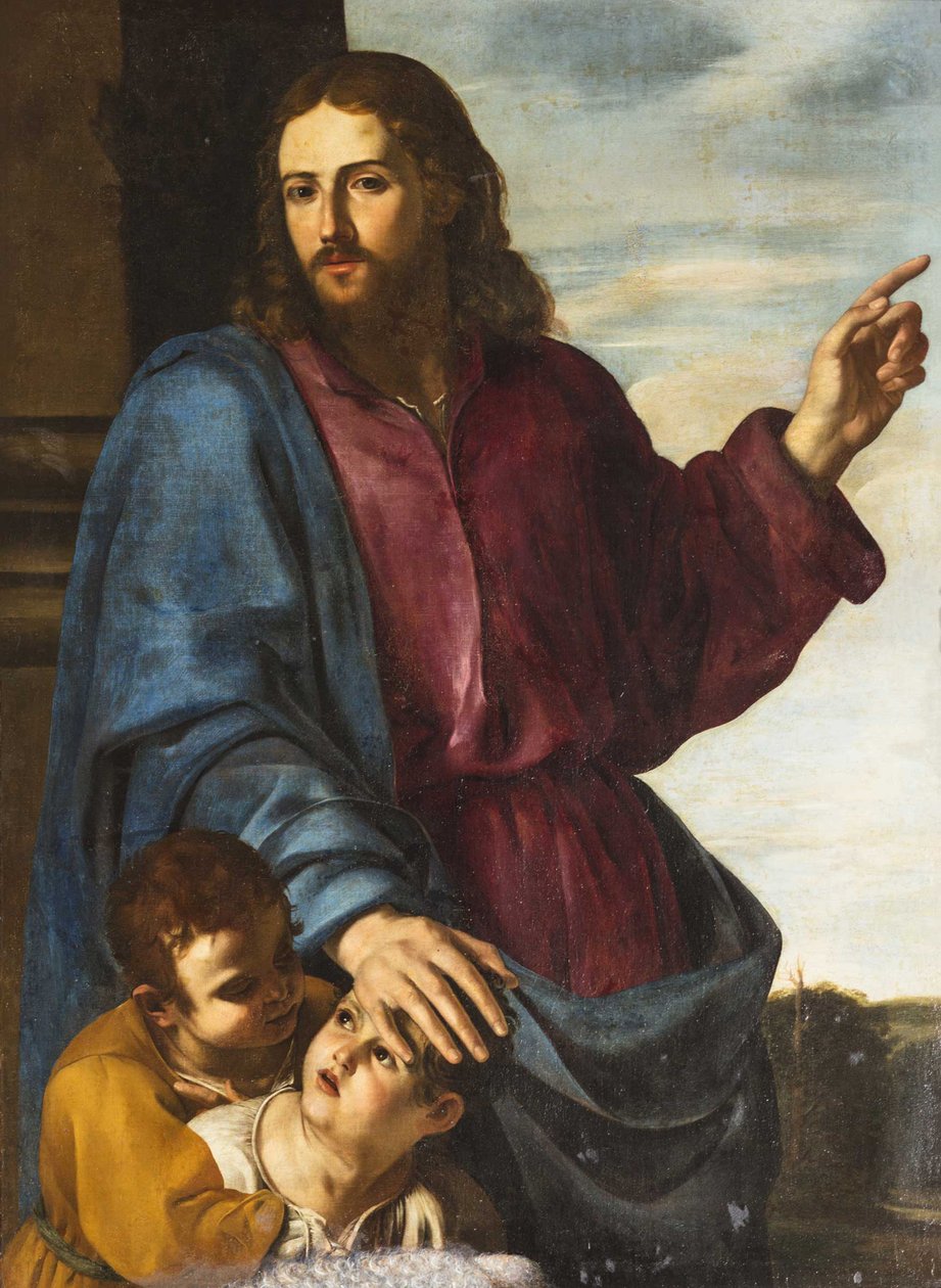 Mesih Çocukları Kutsasın Küçük çocukların bana gelmesine izin verin, c. 1629-1630. by Artemisia Gentileschi