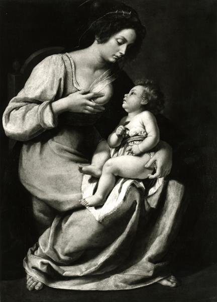 Kiraz Madonna (tuval üzerine yağlı boya) (s/b fotoğraf) by Artemisia Gentileschi