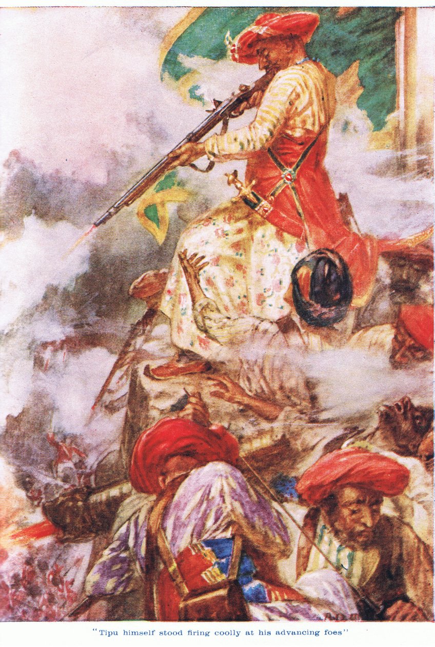 Tipu, ilerleyen düşmanlarına soğukkanlılıkla ateş etti. by Arthur David McCormick