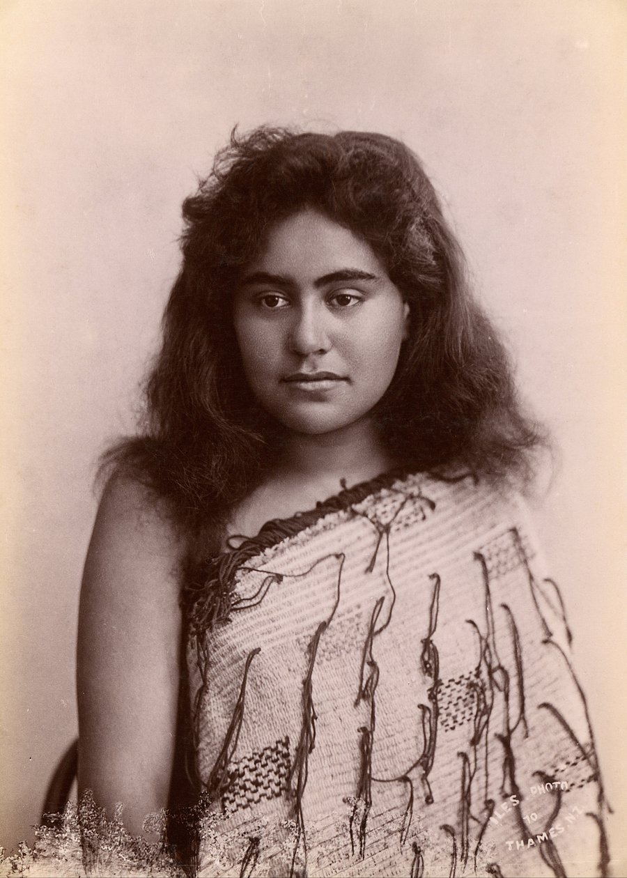 Maori kadını, Thames, Yeni Zelanda by Arthur James Iles
