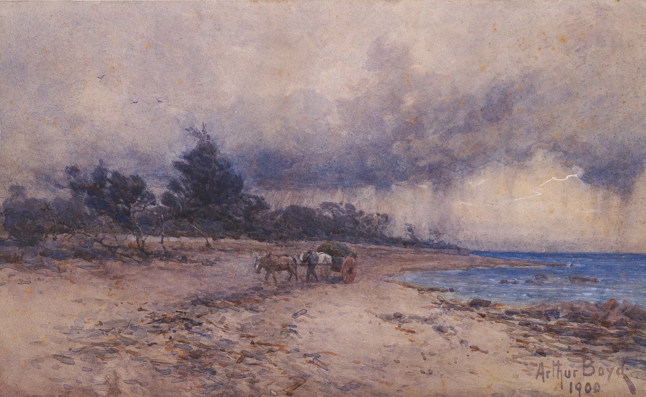 isimsiz (fırtınadan önce deniz yosunu toplamak, Sandringham sahili) by Arthur Merric Boyd