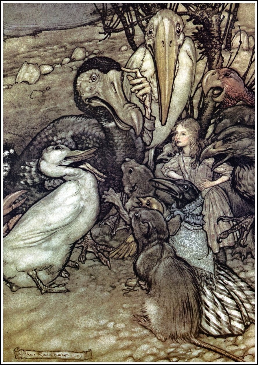 Alice Harikalar Diyarında Maceraları - Soluk soluğa kalabalığın etrafında toplanmaya başladılar ve sordular: Ama kim kazandı? by Arthur Rackham