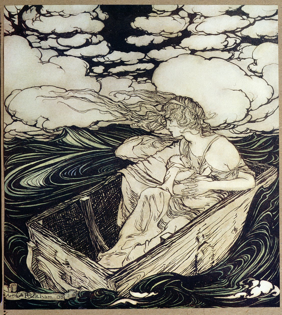 Danae ve oğlu Perseus, 1903 by Arthur Rackham