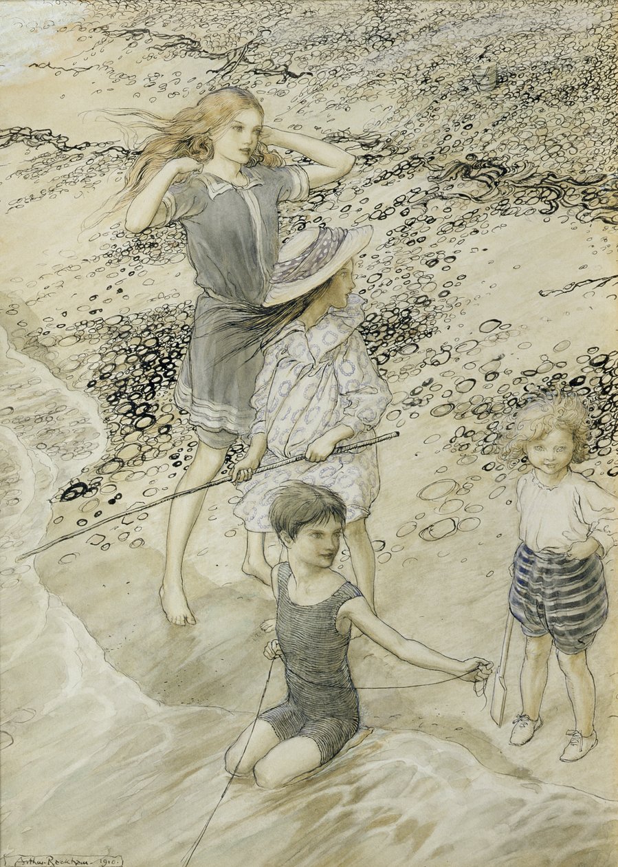 Deniz Kıyısında Dört Çocuk, 1910 by Arthur Rackham