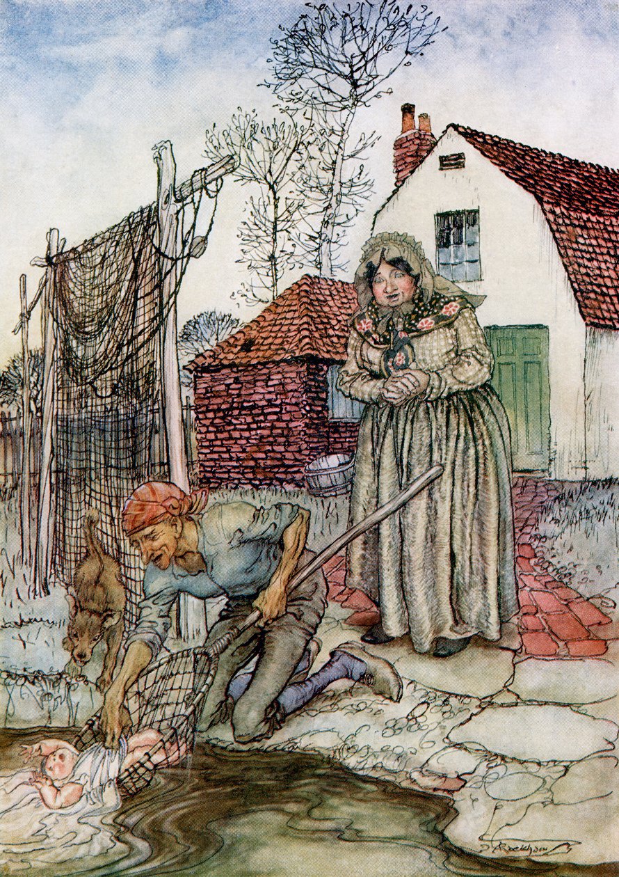 F.A. Steel tarafından yeniden anlatılan İngiliz Masallarından Balık ve Yüzük, 1927 by Arthur Rackham