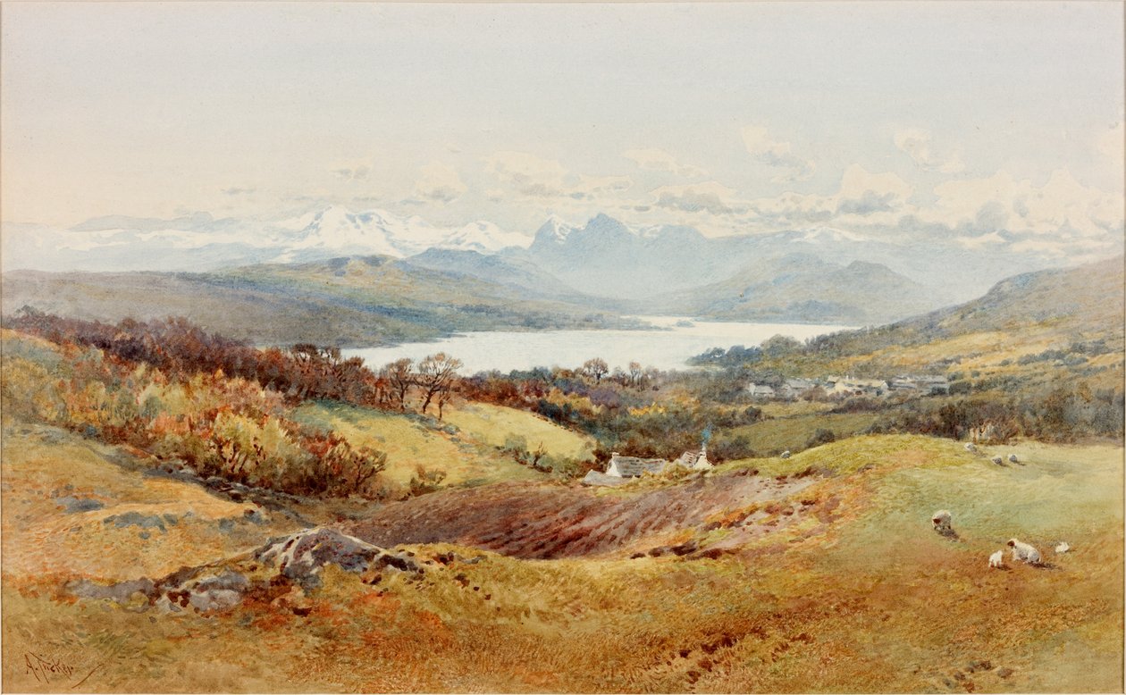 Manzara - Langdale Pikes (gövde rengi, kalem ve kağıt üzerinde tuvalet) by Arthur Tucker