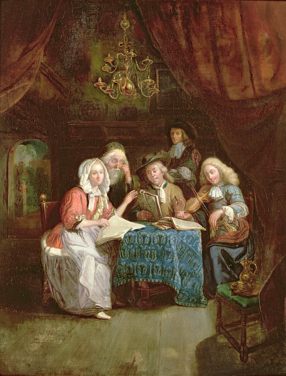 Rakamlar bir masanın etrafında by Arthur Wesley Dow