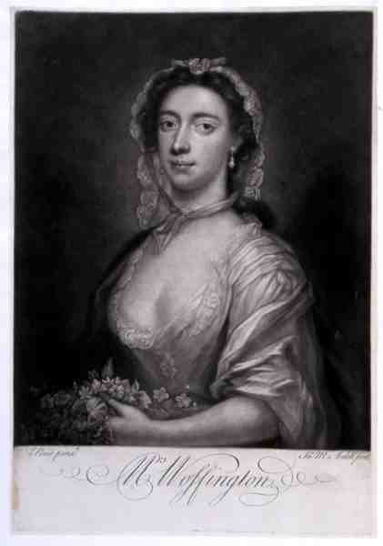 Bayan Woffington, James McArdell tarafından oyulmuş (c.1729-65) (gravür) by Arthur (after) Pond