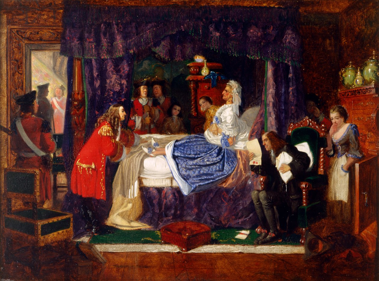 Bir Ölüm Yatağı Sahnesi (tuval üzerine yağlıboya) by Arthur Boyd Houghton