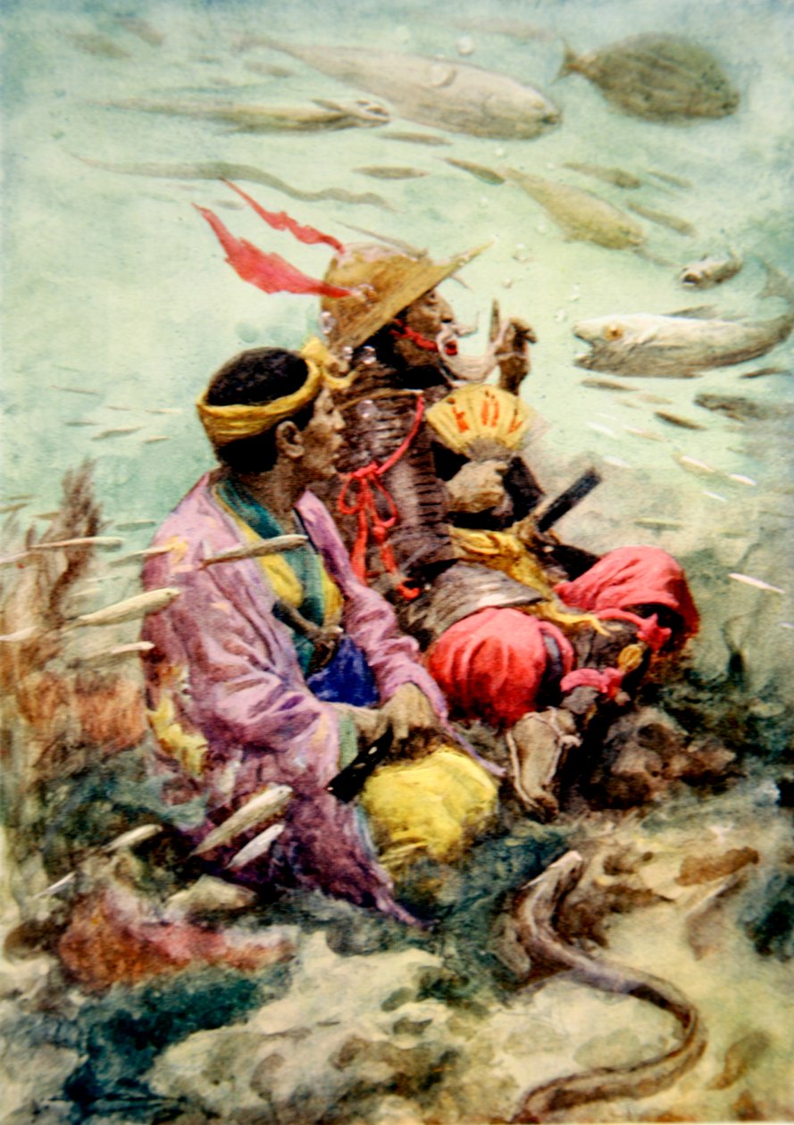 Eski Japonya Efsanesi (renkli taş) by Arthur C. (after) Michael