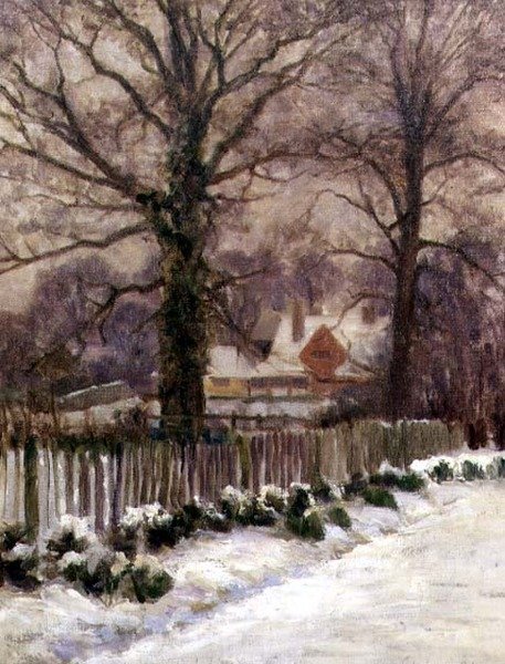 Karla Kaplı Bir Yol, Radlett, Hertfordshire (tuval üzerine yağlı boya) by Arthur Claude Cooke