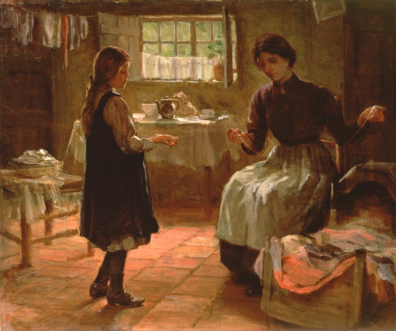 Yurtiçi Ders, c.1890 (tuval üzerine yağlı boya) by Arthur Claude Cooke
