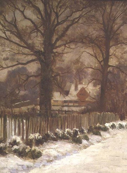 Karlı Bir Yolda Karaağaçlar (tuval üzerine yağlı boya) by Arthur Claude Cooke