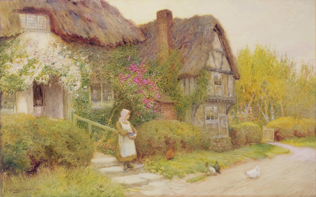Tavukları beslemek by Arthur Claude Strachan