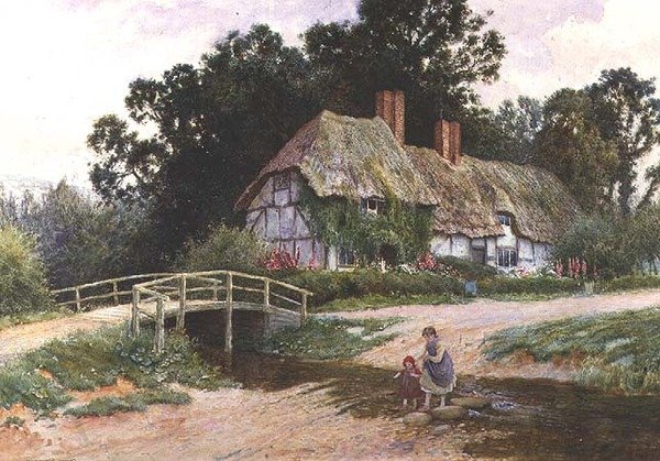 Bir dere boyunca kürek çeken kız kardeşler by Arthur Claude Strachan