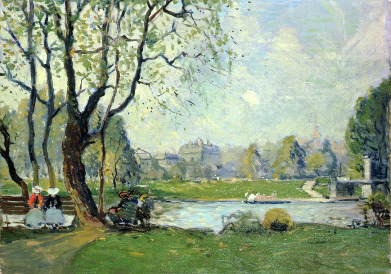 İlkbaharda Boston Halk Bahçesi (gemide petrol) by Arthur Clifton Goodwin