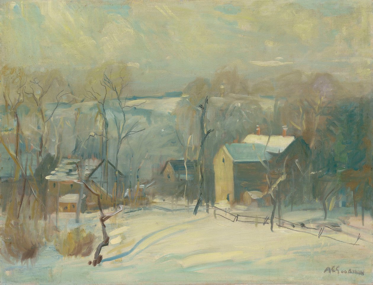Karda Köy (tuval üzerine yağlı boya) by Arthur Clifton Goodwin