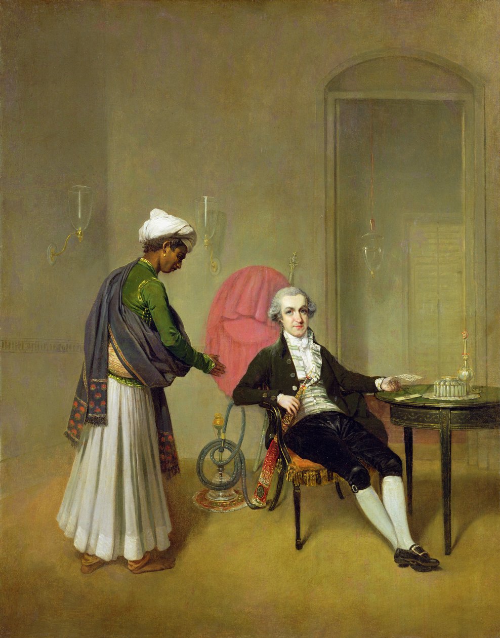 Bir Beyefendi, muhtemelen William Hickey ve Hintli Hizmetkarı, c.1785 (tuval üzerine yağlı boya) by Arthur Devis