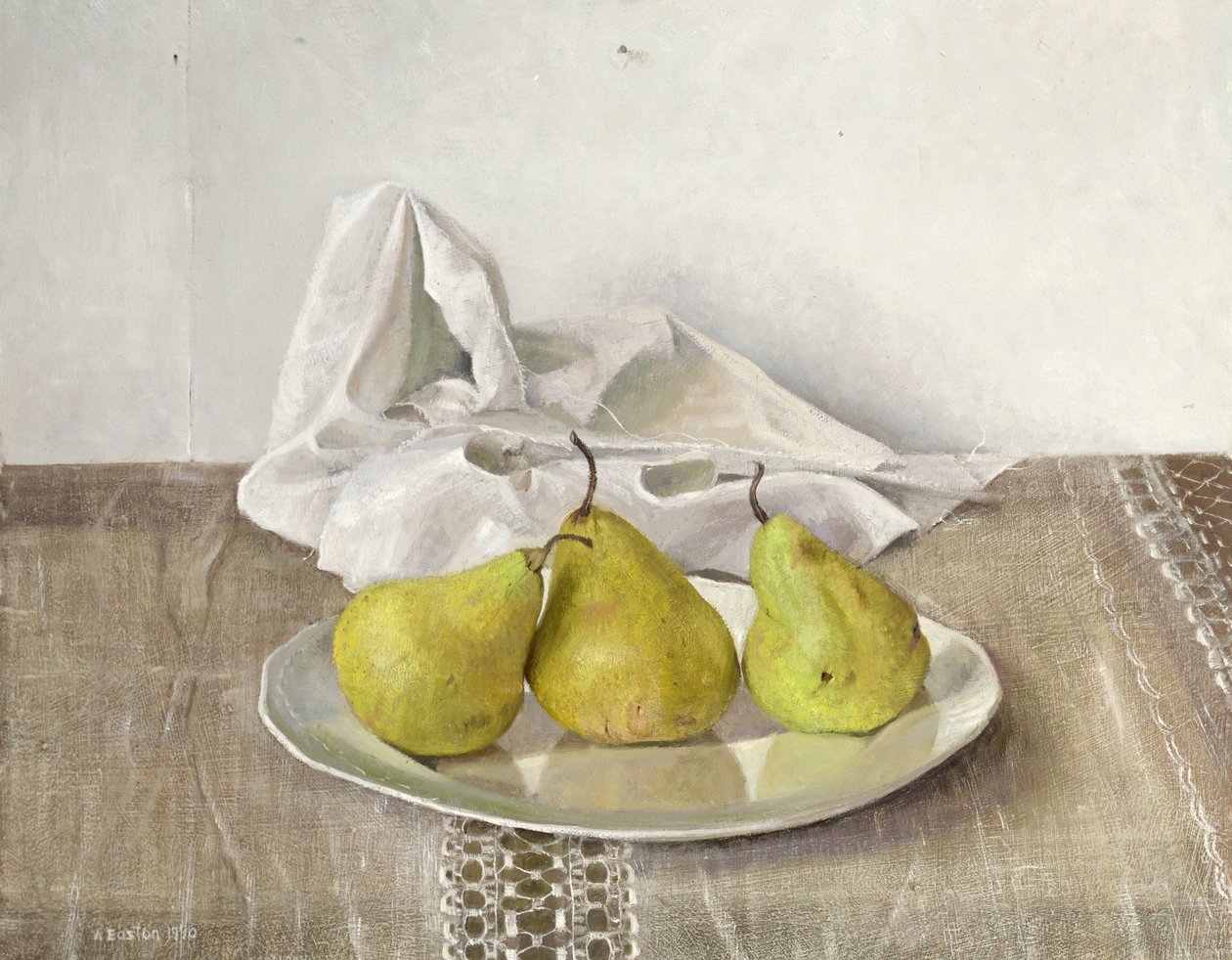 Bir Tabakta Üç Armut, Natürmort, 1990 by Arthur Easton