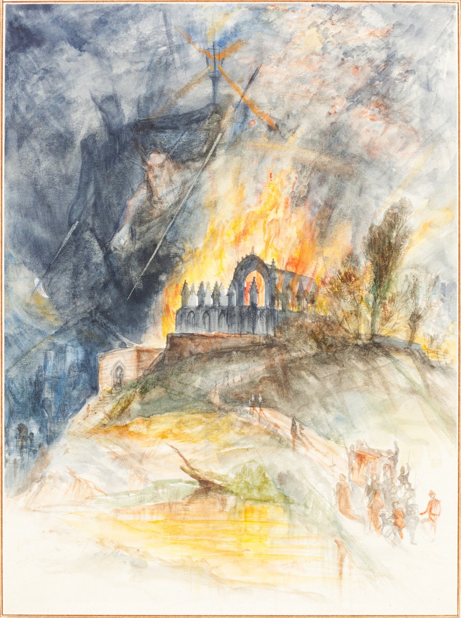 Yukarıda İblislerle Alevler İçinde Bir Dini Bina by Arthur Frederick Payne